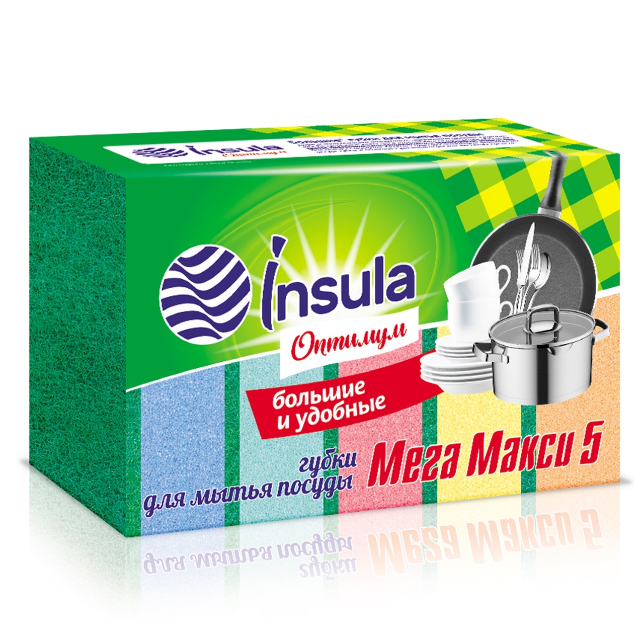 INSULA Оптимум Губки для посуды МЕГА МАКСИ 5 шт.