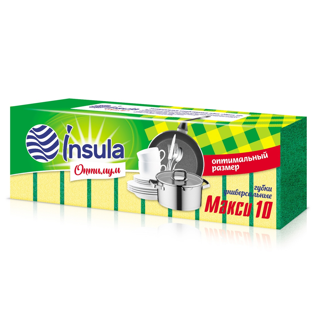 INSULA Оптимум Губки для посуды МАКСИ 10 шт.