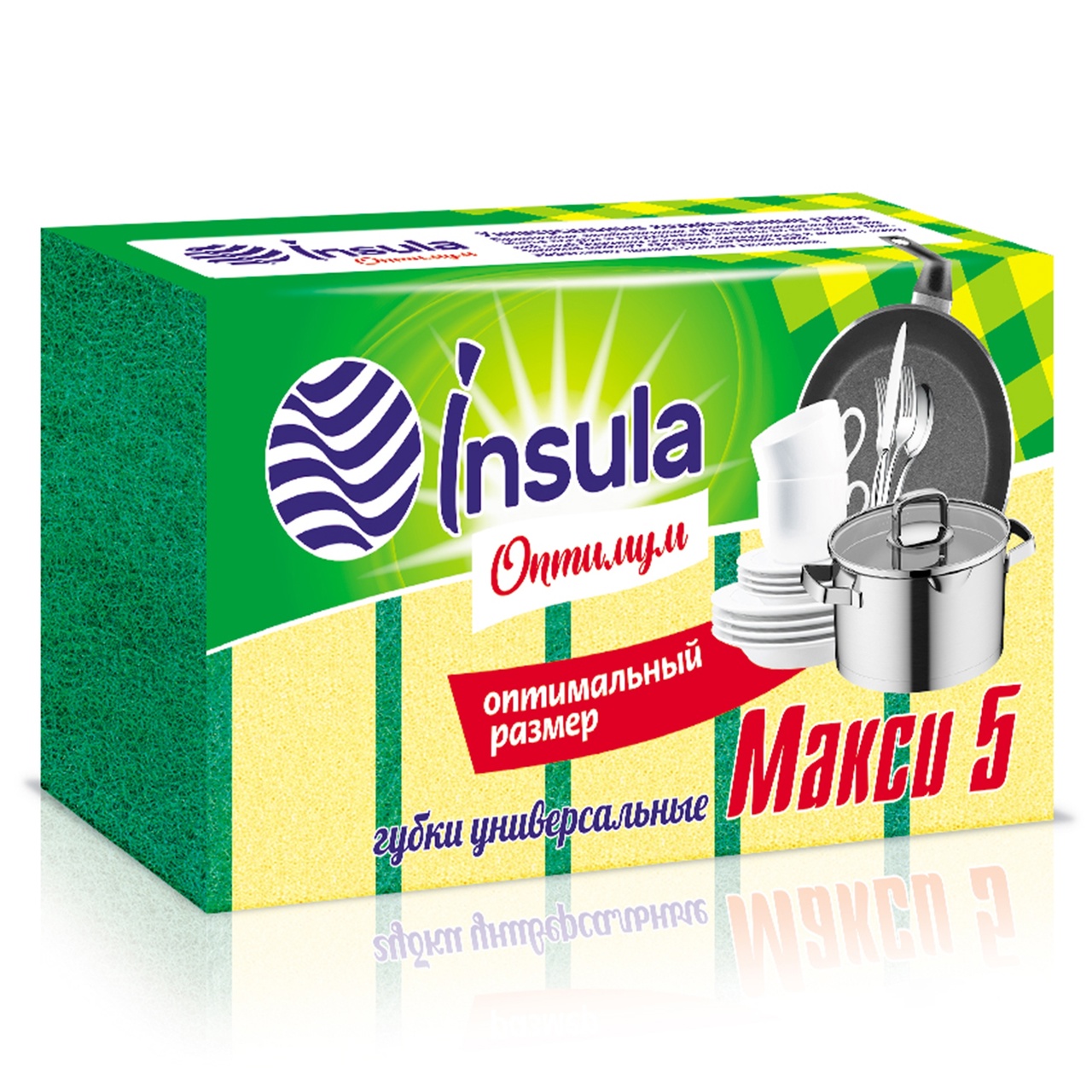 INSULA Оптимум Губки для посуды МАКСИ 5 шт.