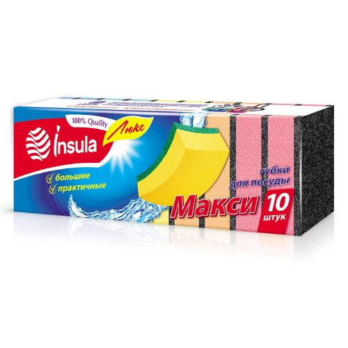 INSULA Люкс Губки для посуды Макси 10 шт.