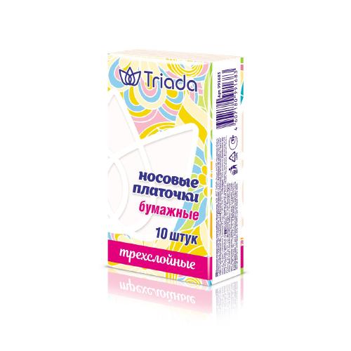 TRIADA Носовые платочки, трехслойные, спайка 10х10 штук