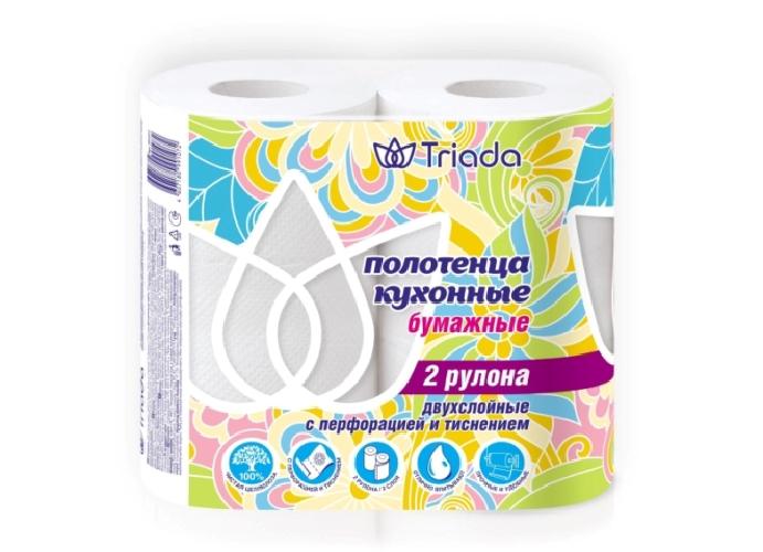 TRIADA Кухонные полотенца, белые, с тиснением 2 рулона.