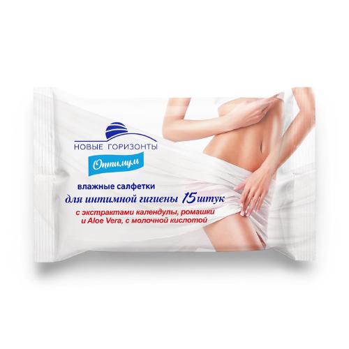 НОВЫЕ ГОРИЗОНТЫ Влажные салфетки OPTIMUM для интимной гигиены 15 штук