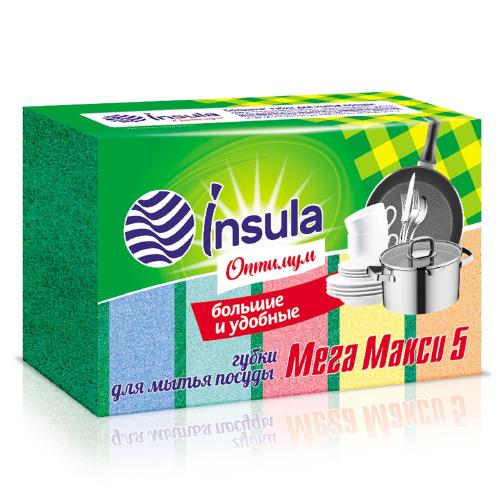 INSULA Оптимум Губки для посуды МЕГА МАКСИ 5 шт.
